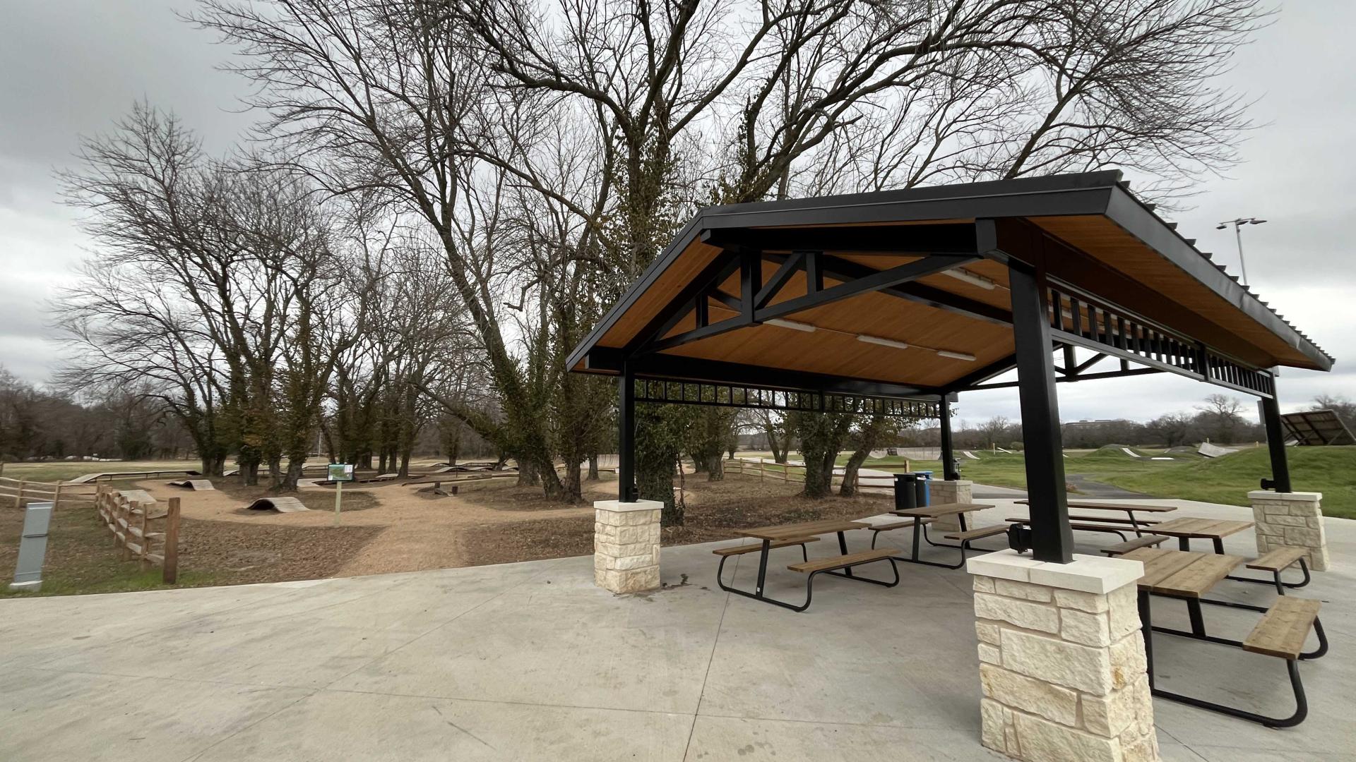 Covered pavilion at the central hub