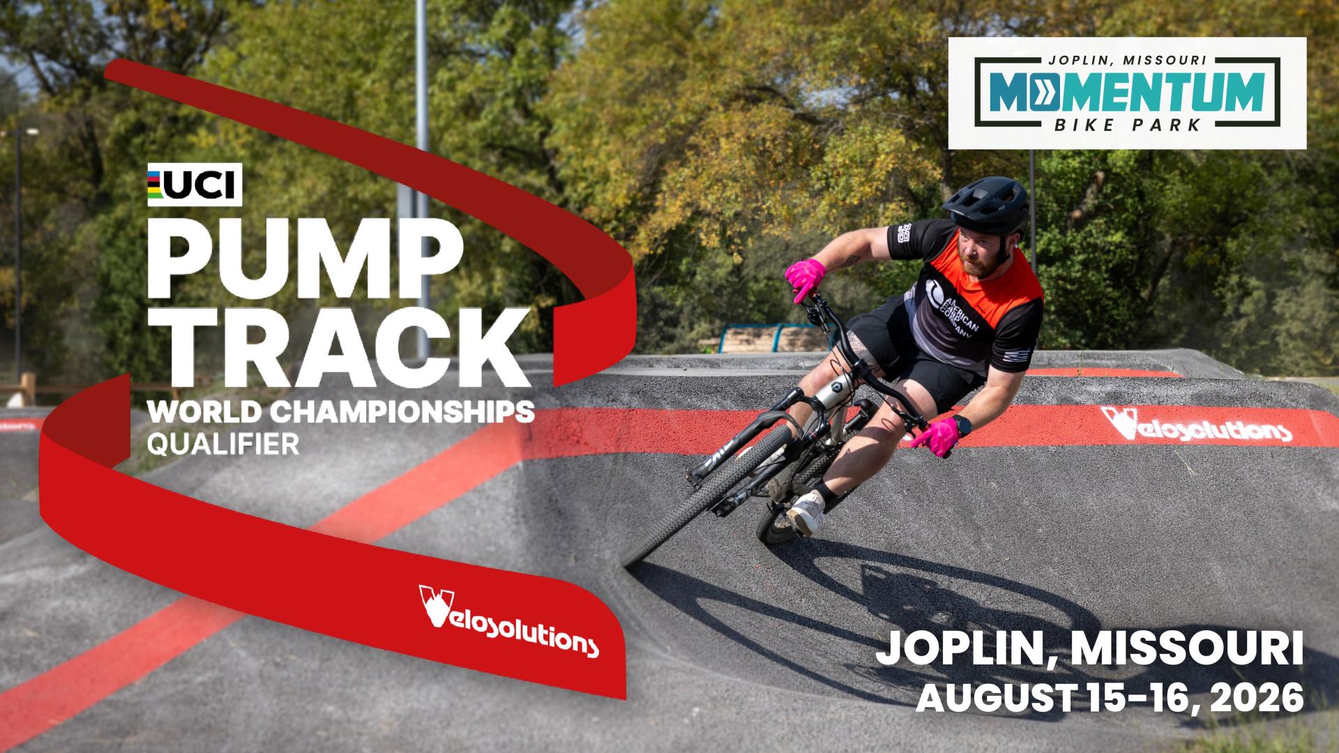 Velosolutions UCI Pump Track World Championships Qualifier to be hosted Aug 15-16, 2026 at MOmentum Bike Park in Joplin, MO